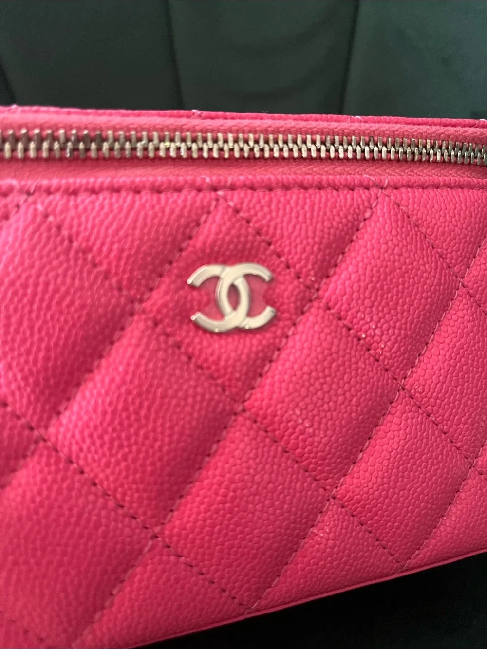 CHANEL Coral Pink Quilted Vanity Crossbody with Gold-Tone Chain